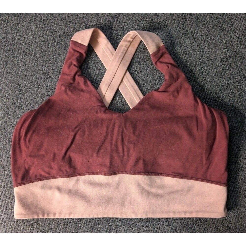 FLX Affirmation Wicking Removable Cup V-Neck Sport Bra Sz LG Outdoor Gym Red